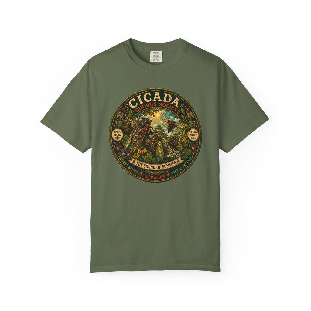 Cicada Chorus Society T-Shirt, Nature Lover Woodland Graphic Tee