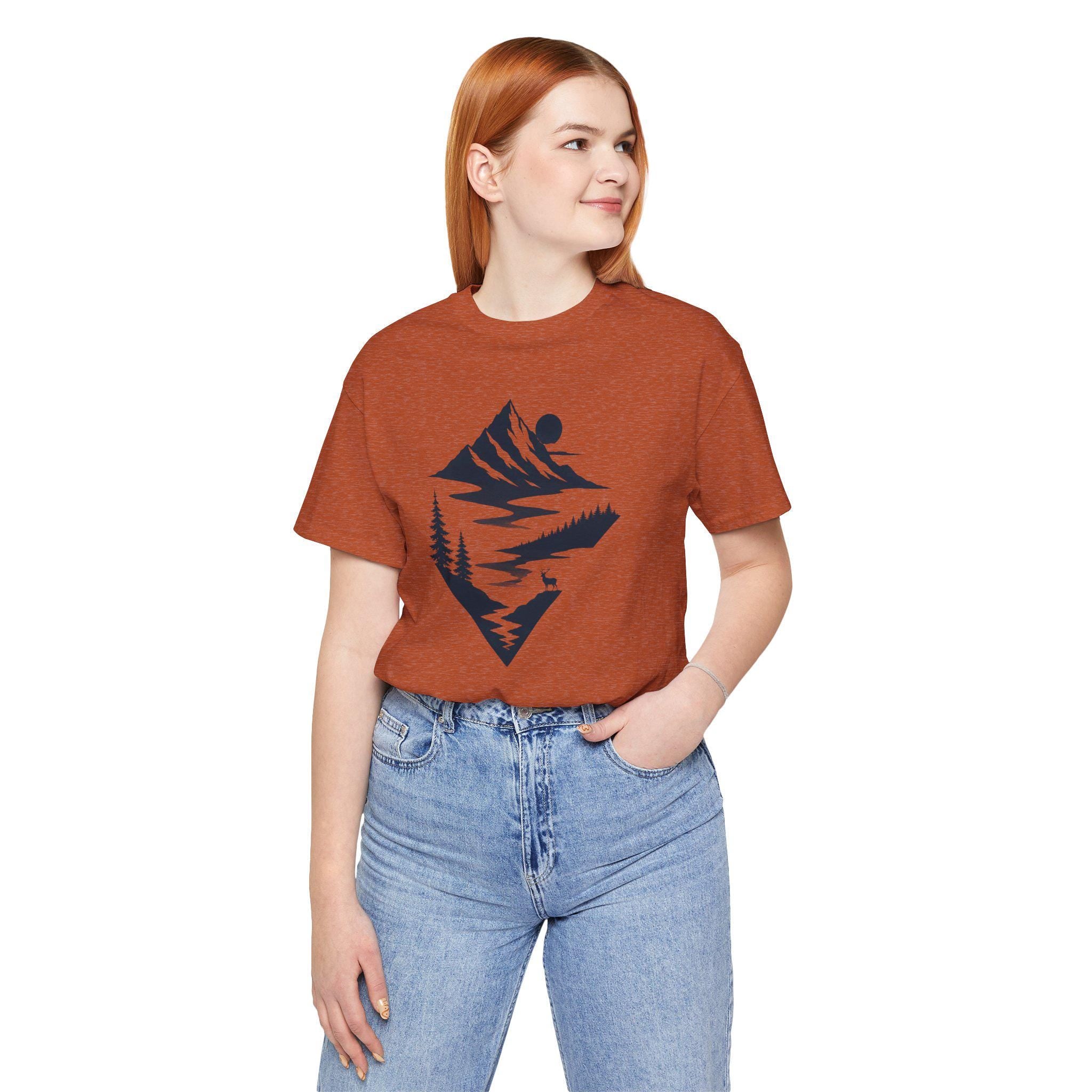 Mountain Landscape Graphic Tee | Bella Canvas 3001 Outdoor Adventure Shirt