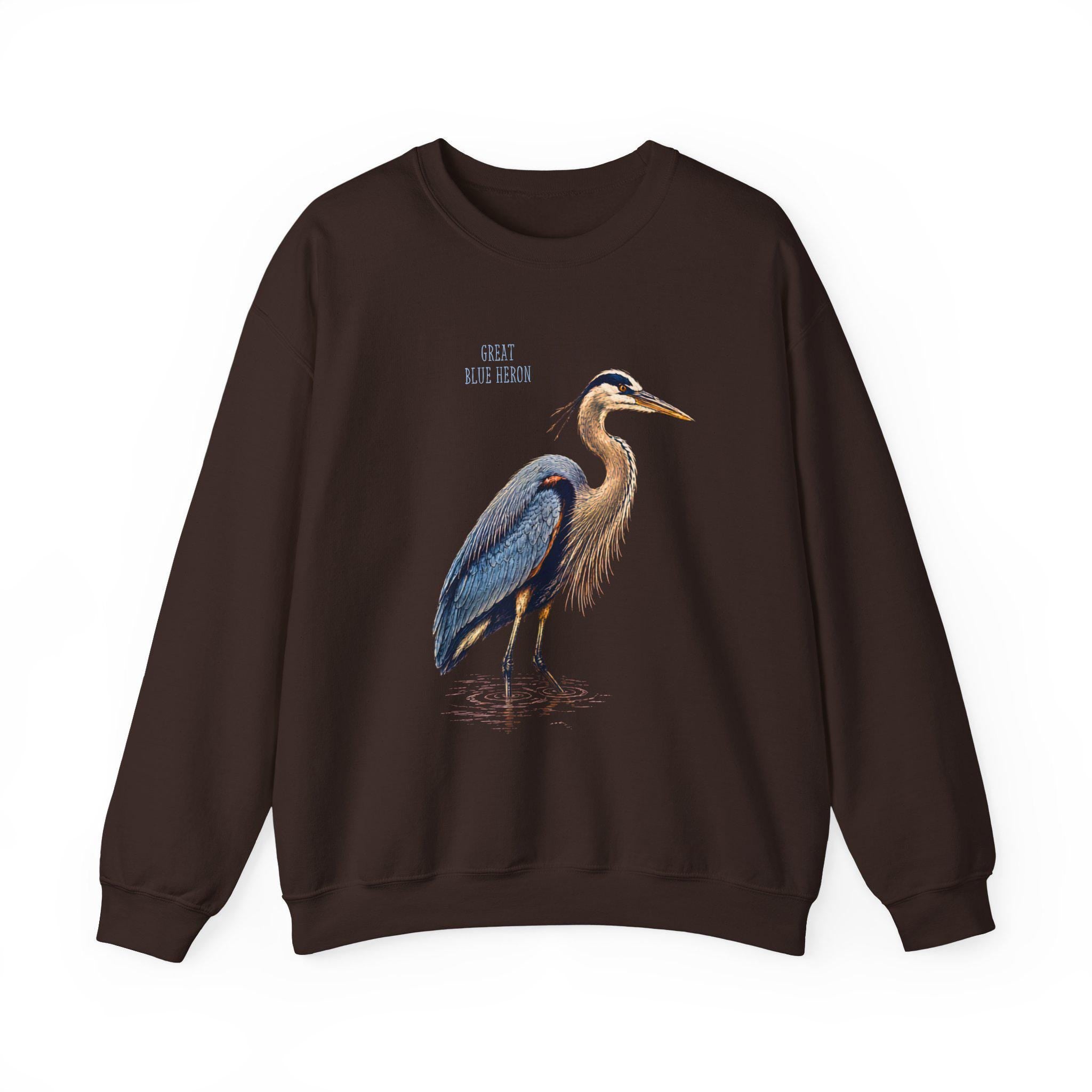 Blue Heron Crewneck Sweatshirt | Vintage Bird Artwork, Nature Apparel