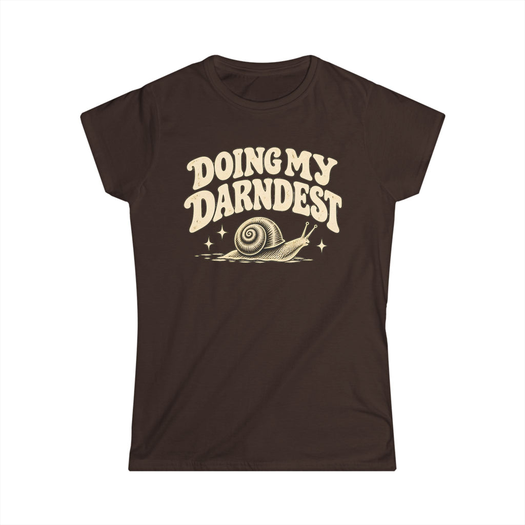 Doing My Darnedest Shirt, Funny Snail Tee, Retro Women's Graphic T-Shirt, Cute Motivational Shirt, Slow and Steady Gift