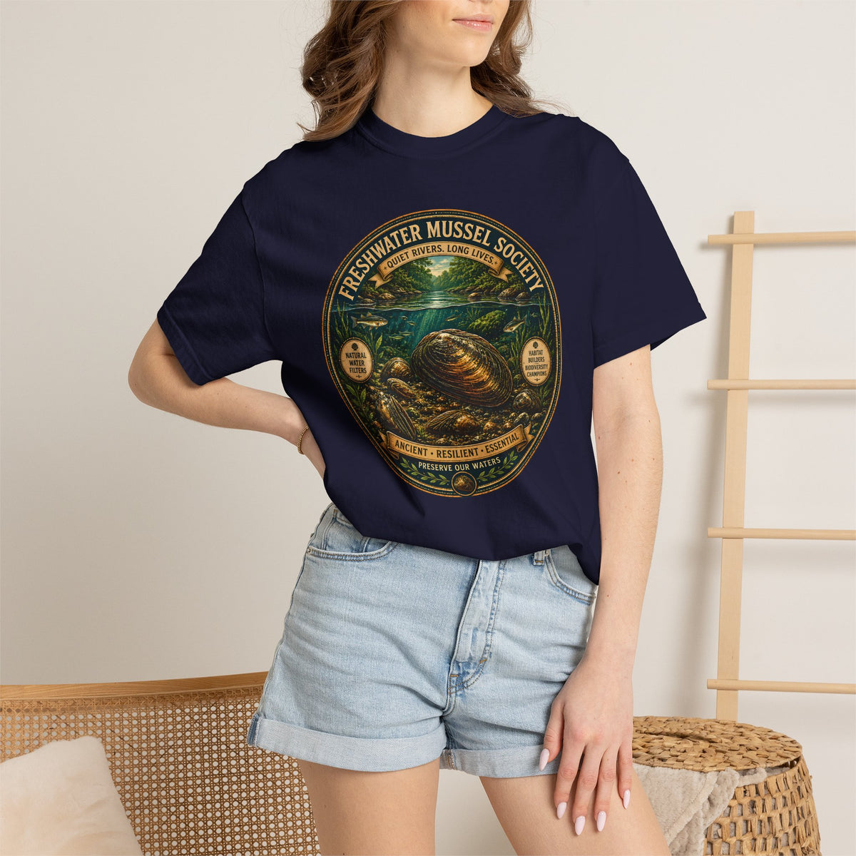 Freshwater Mussel Society Shirt, River Conservation Tee, Marine Biology Gift, Comfort Colors Nature Shirt, Aquatic Ecology Graphic Tee