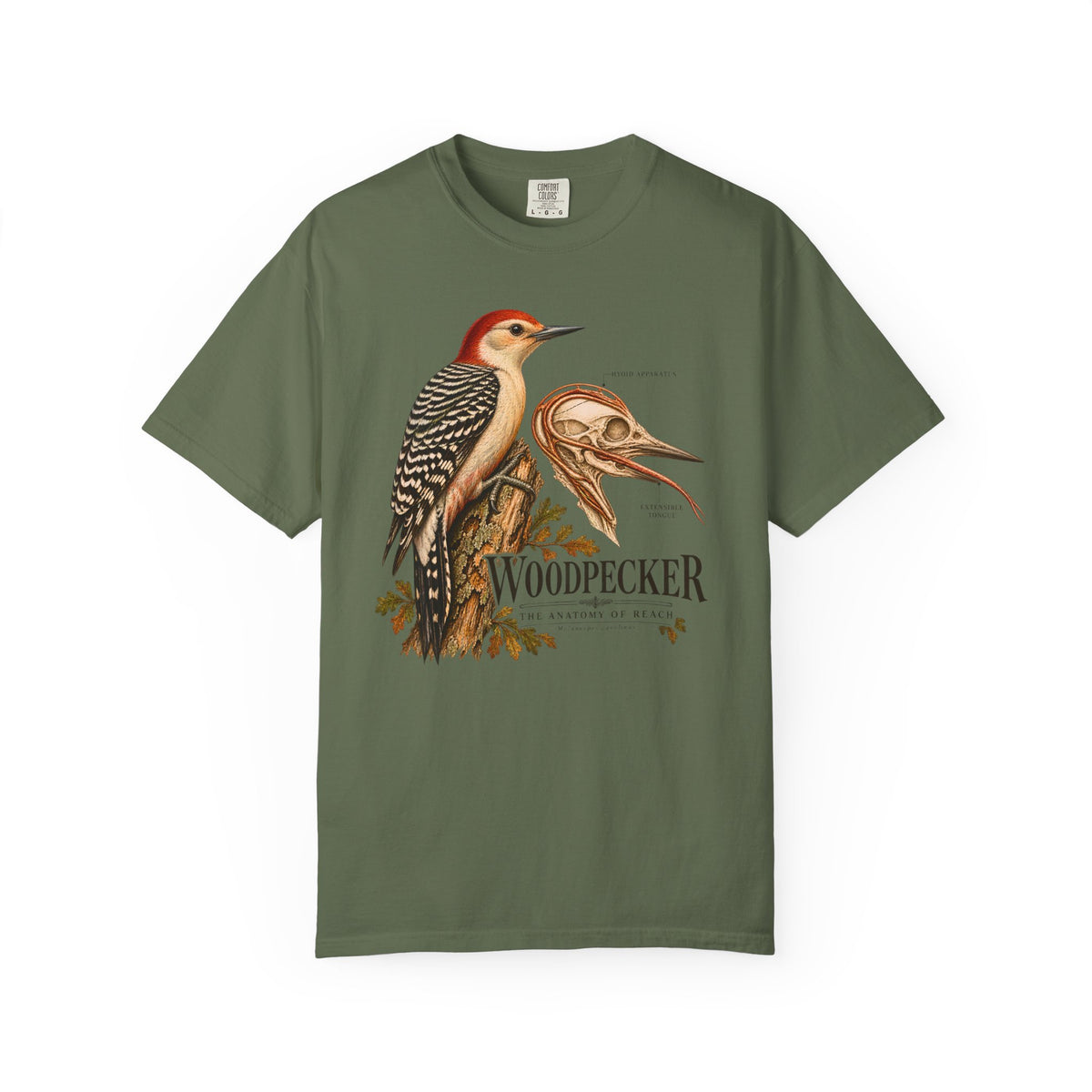 Woodpecker Anatomy Shirt, Vintage Bird Graphic Tee, Red Bellied Woodpecker, Ornithology Gift, Wildlife Science T-Shirt, Comfort Colors