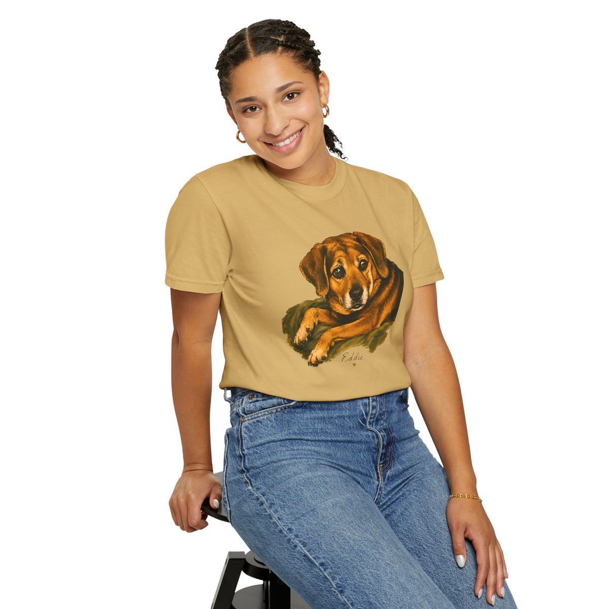 Eddie Vintage Dog Portrait Shirt | Cozy Hand Painted Pet Graphic Tee | Gift for Dog Lovers