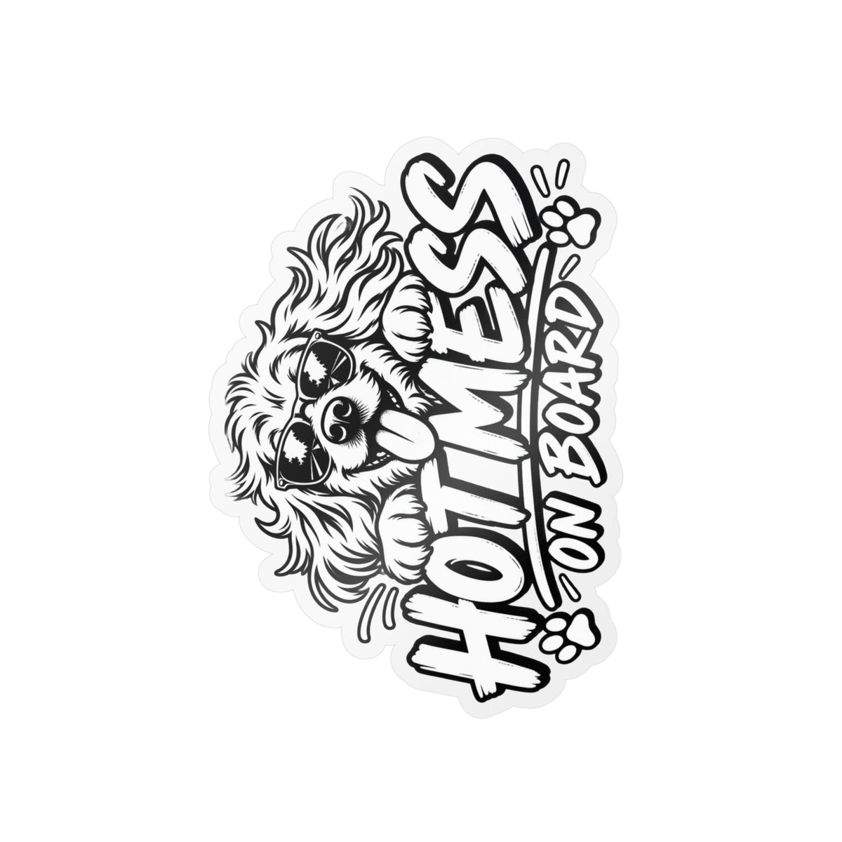 Hotmess on Board Sticker | Kiss-Cut Vinyl Decal, Dog with Sunglasses