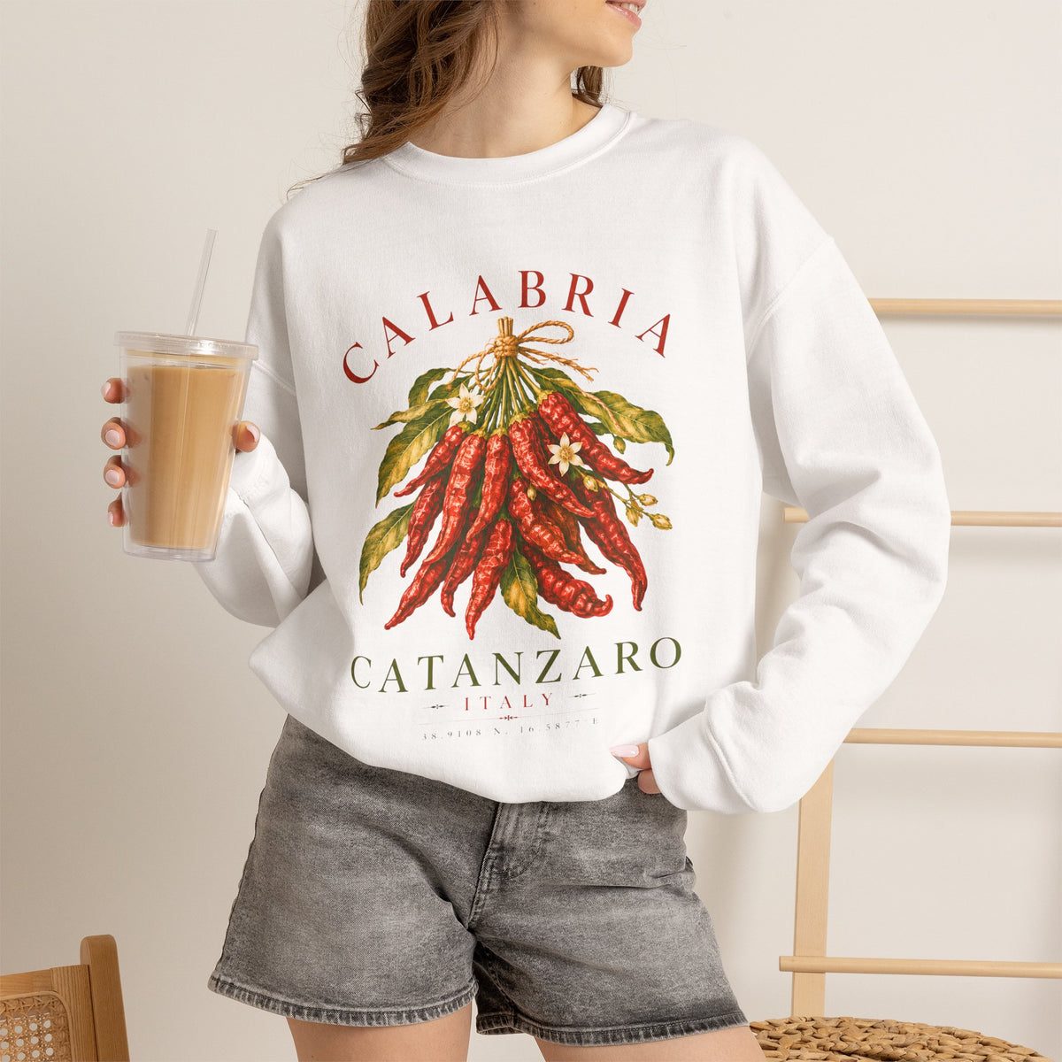 Calabria Catanzaro Sweatshirt, Vintage Italian Chili Pepper Crewneck, Italian Heritage Sweatshirt, Calabria Gift, Cozy Unisex Pullover