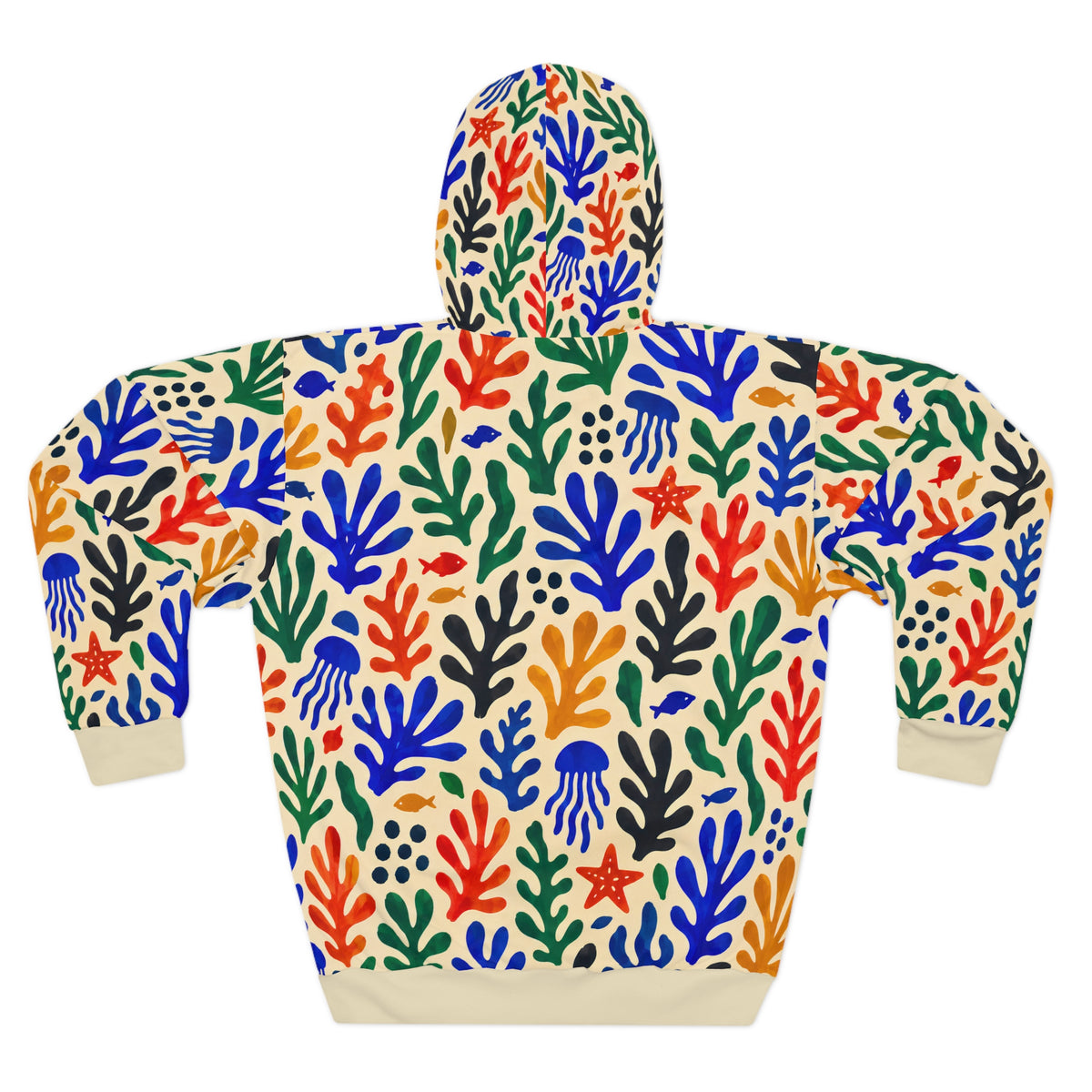 Colorful Seaweed Pattern Hoodie | All-Over Print Coral Reef Design