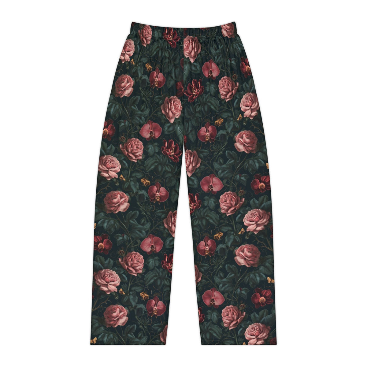 Midnight Rose Pajama Pants | Gothic Botanical Moths & Flowers