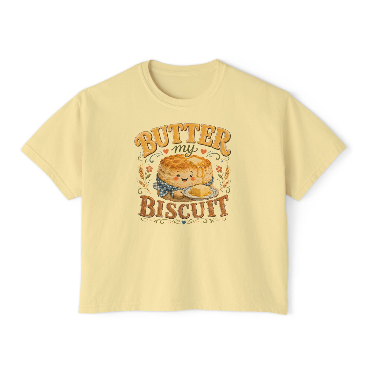 Butter My Biscuit Tee | Cute Biscuit Character, Retro Typography
