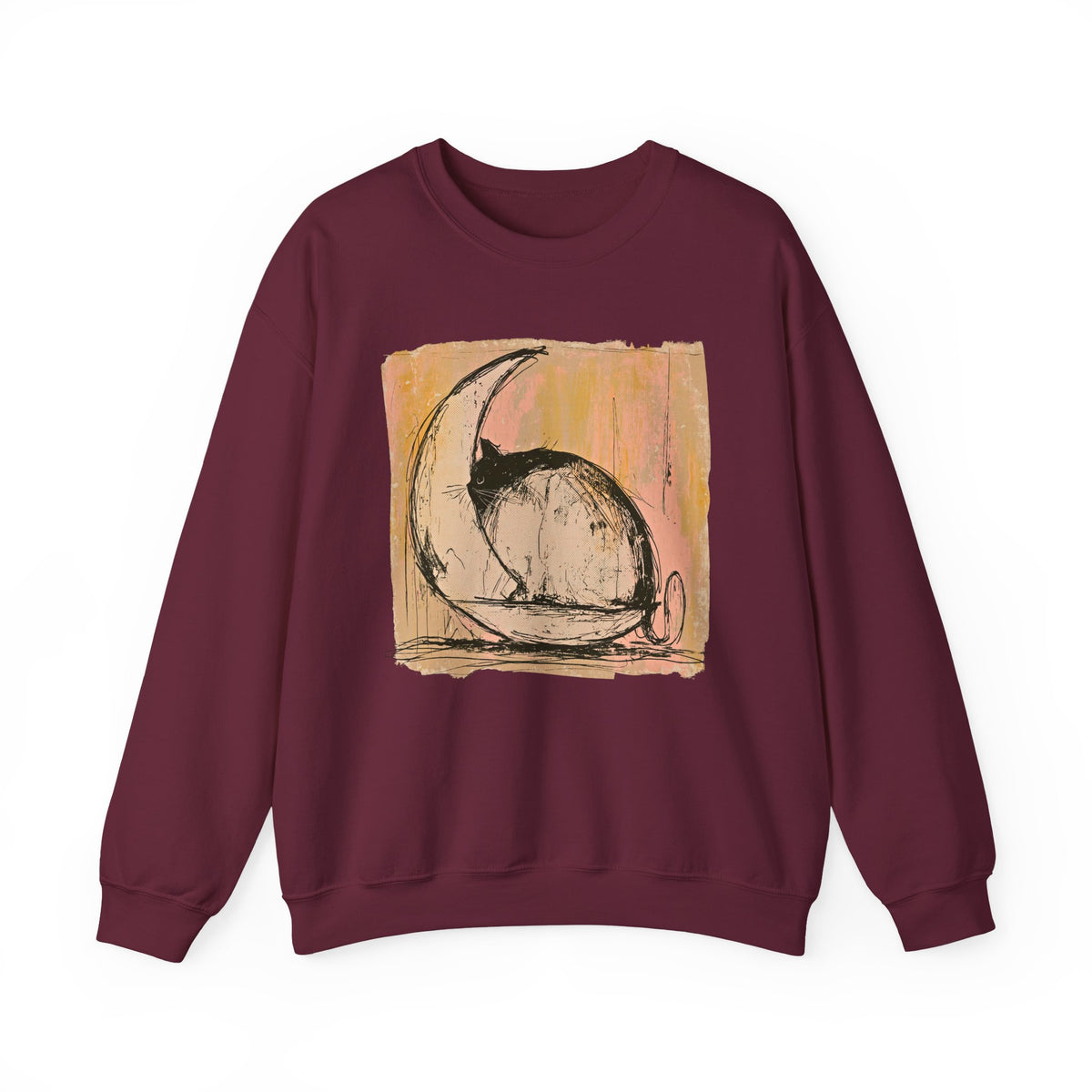 Sketch Moon Cat Crewneck Sweatshirt | Celestial Cat Illustration