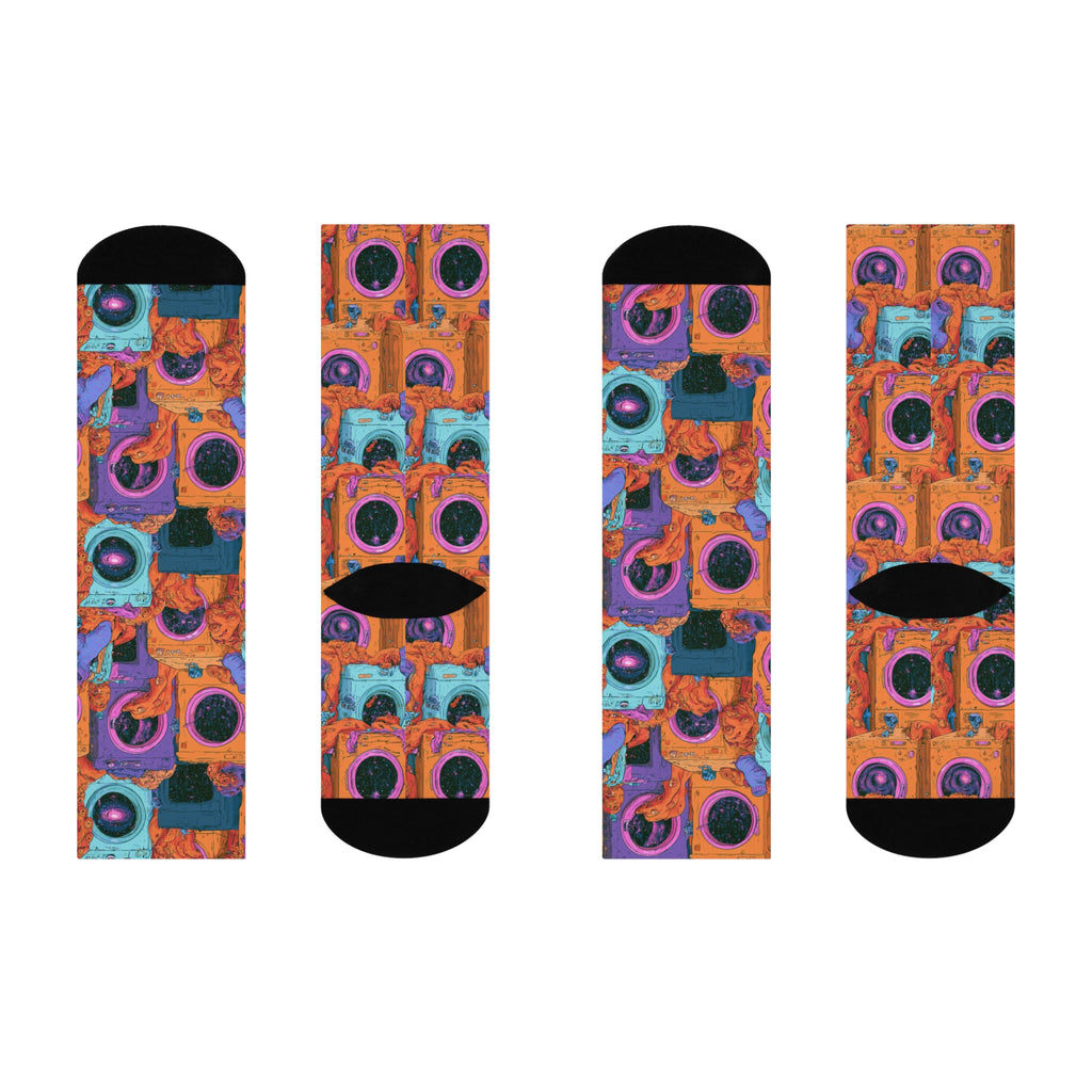 Cosmic Laundromat Crew Socks | Galaxy Washing Machines