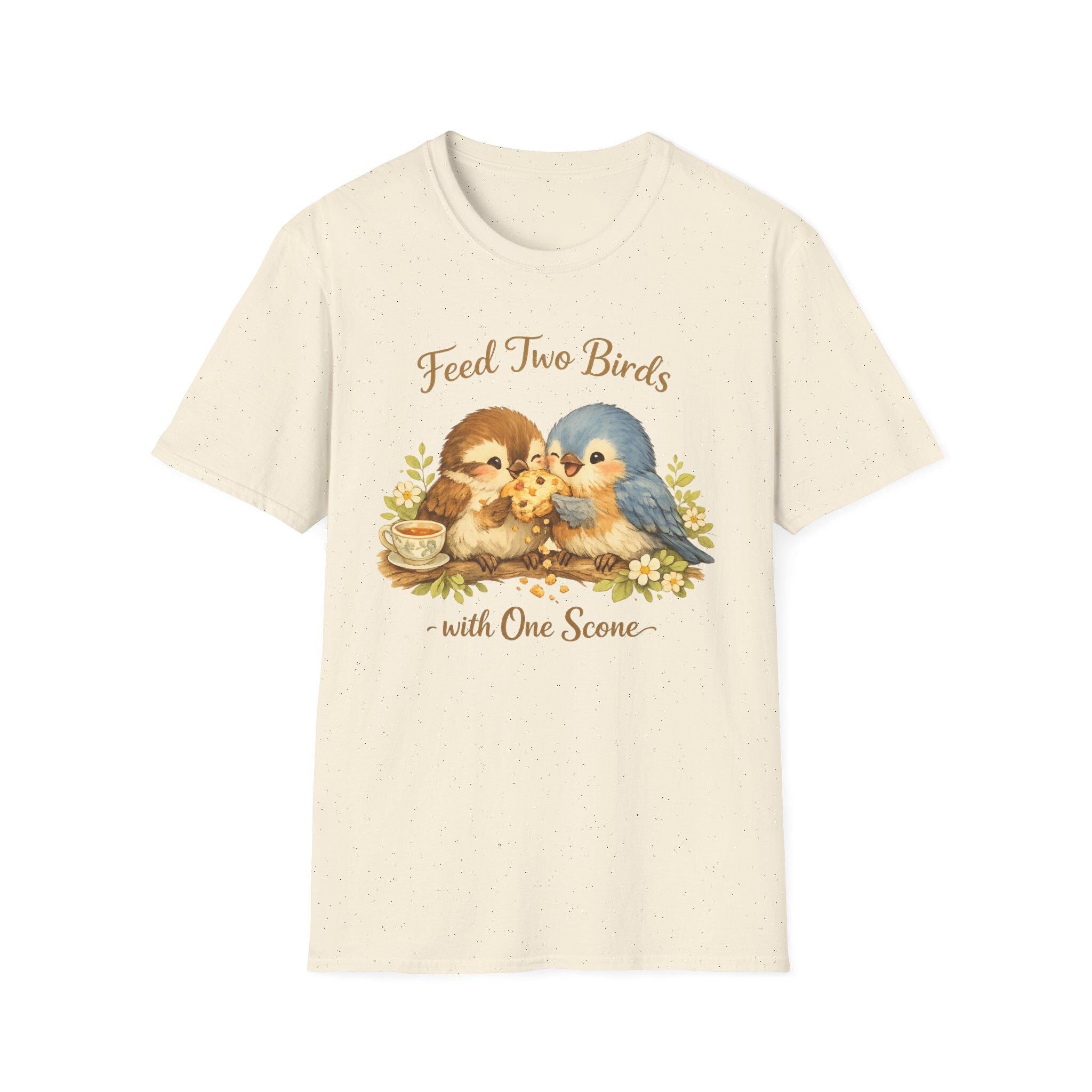 Feed Two Birds Scone Shirt, Cottagecore Bird Tee, Wholesome Nature Saying T-Shirt