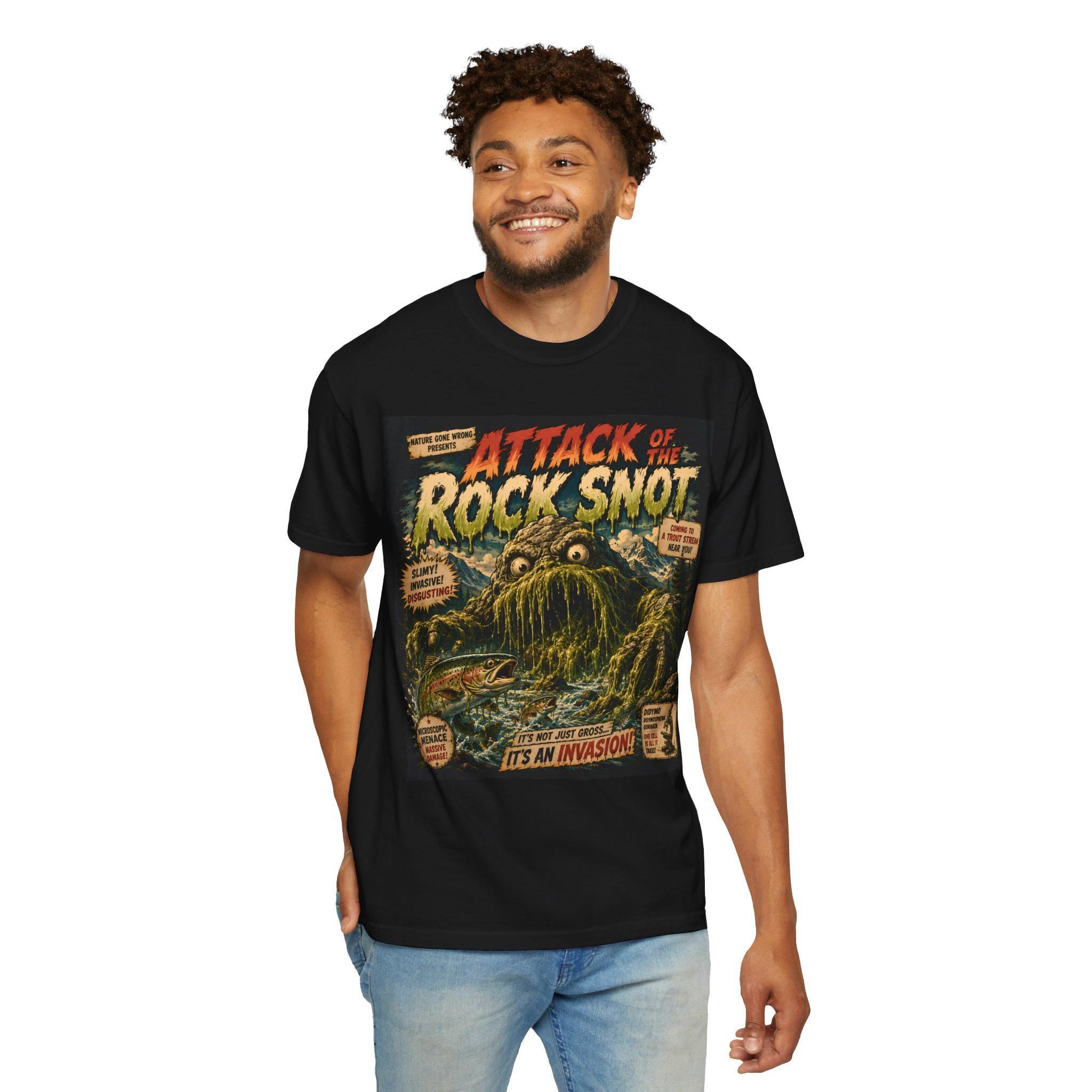 Attack of the Rock Snot Invasive Species Tee, Didymo Conservation Shirt