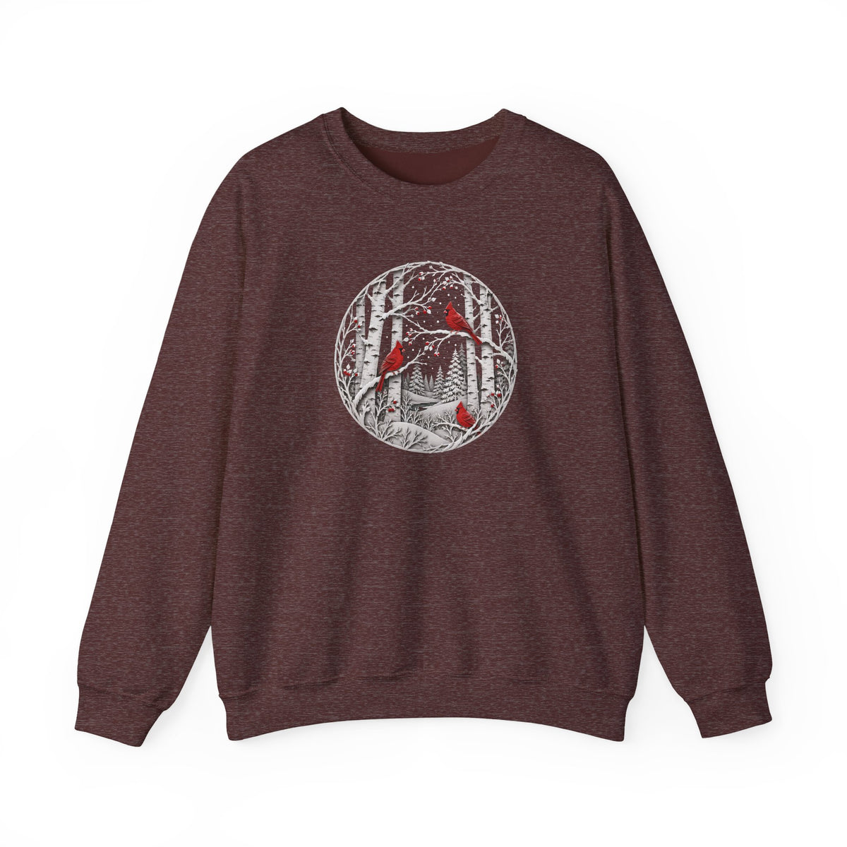 Winter Cardinals Sweatshirt, Cardinals in Birch Trees Crewneck, Snowy Bird Sweatshirt, Cozy Winter Nature Sweatshirt