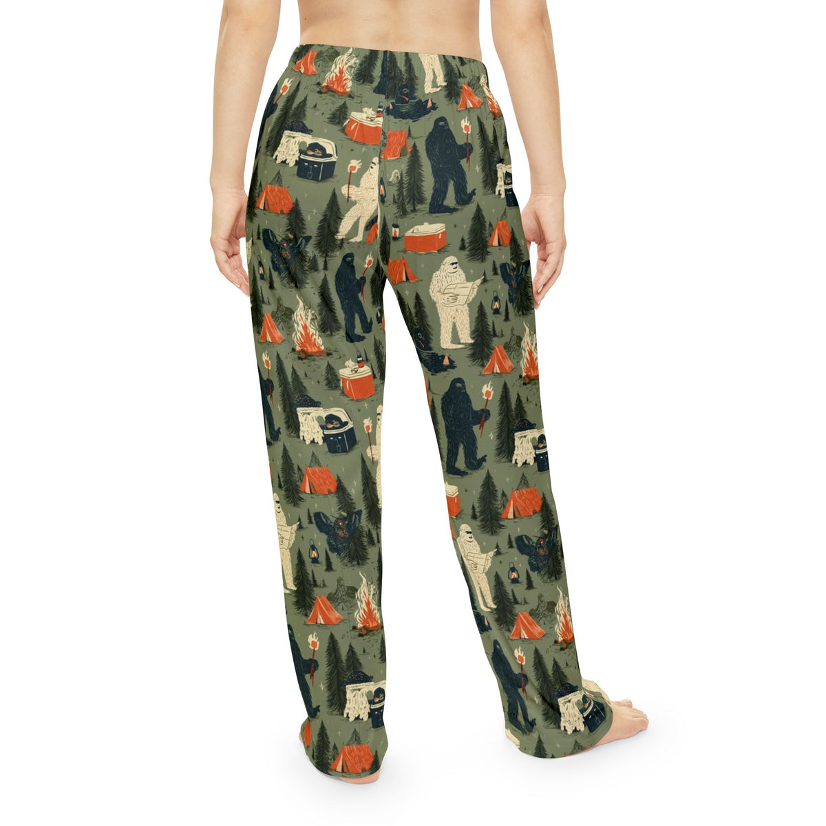 Bigfoot Camping Pajama Pants | Sasquatch Yeti Campfire Print