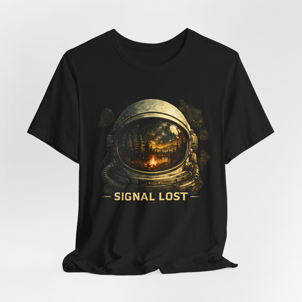 Signal Lost Astronaut Shirt, Camping Space Tee, Nature Escape Graphic, Cosmic Wilderness Stargazing Outdoor Shirt