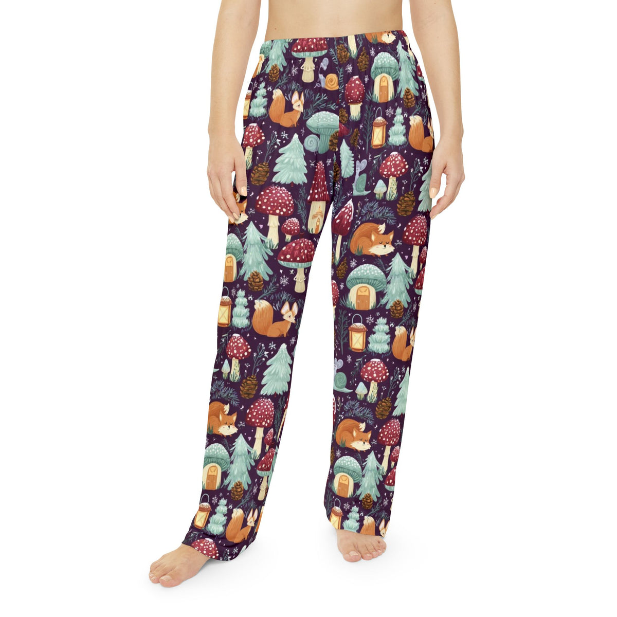 Enchanted Mushroom Christmas Pajama Pants | Forest Village Print