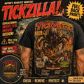 Tickzilla Monster Shirt, Retro Horror Movie Back Print, Lyme Disease Awareness Tee