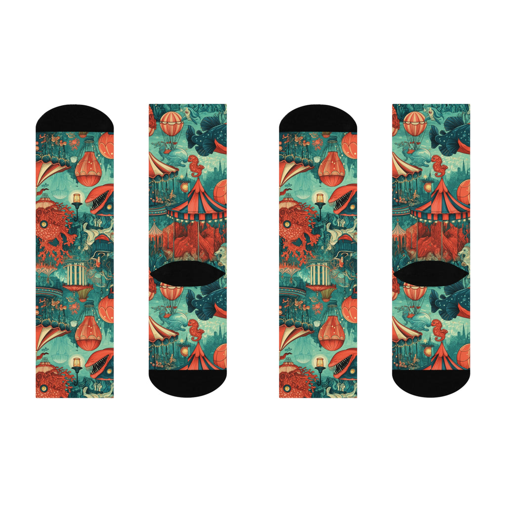 Deep Sea Carnival Crew Socks | Anglerfish Coral & Carousel
