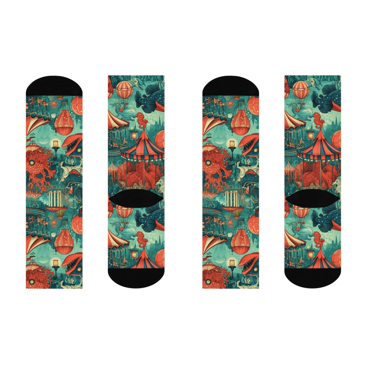 Deep Sea Carnival Crew Socks | Anglerfish Coral & Carousel