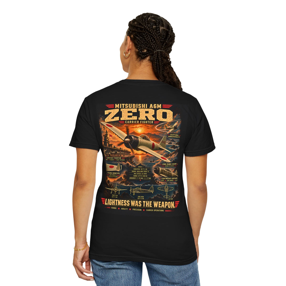 Mitsubishi A6M Zero Vintage Warplane T-shirt | Japanese Fighter Aircraft