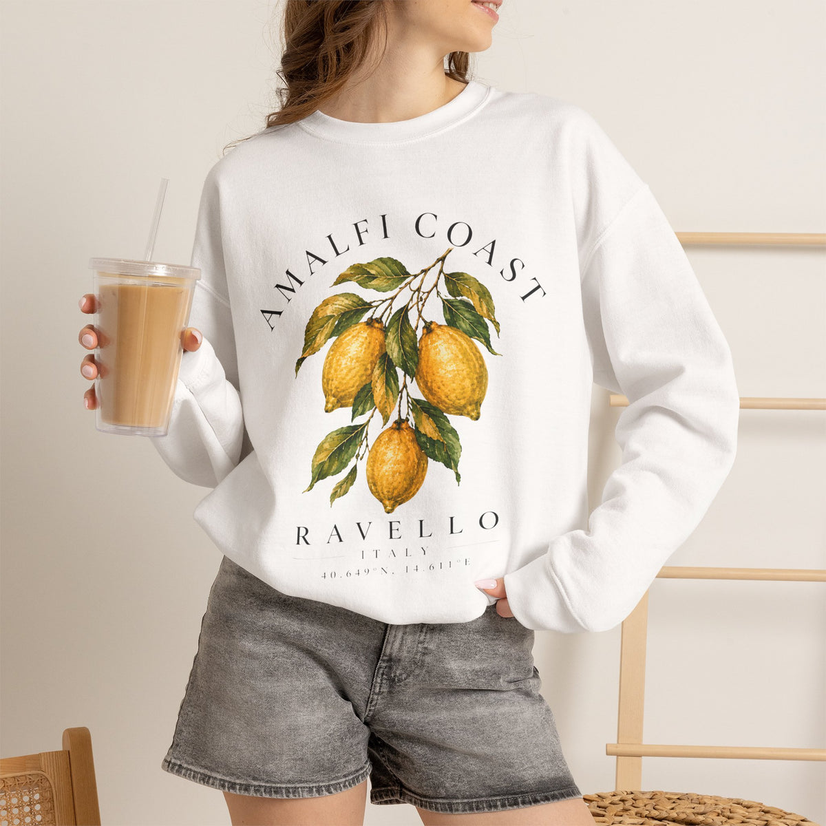 Amalfi Coast Lemon Branch sweatshirt | Ravello botanical citrus design