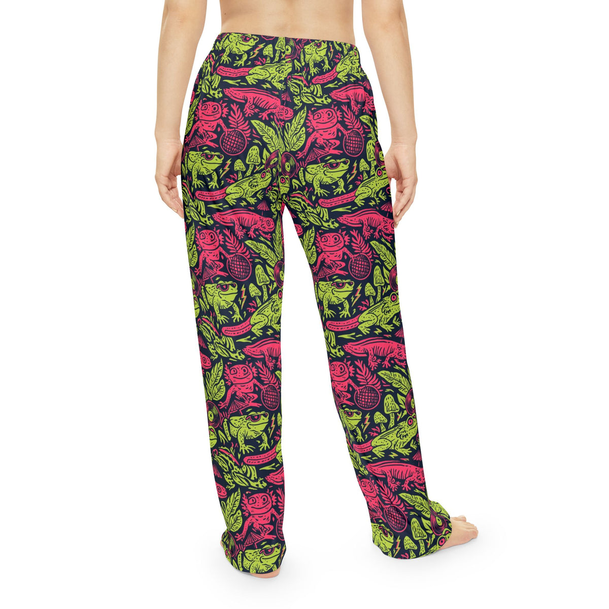 Neon Jungle Frog Pajama Pants | Hot Pink Lime Amphibian Print