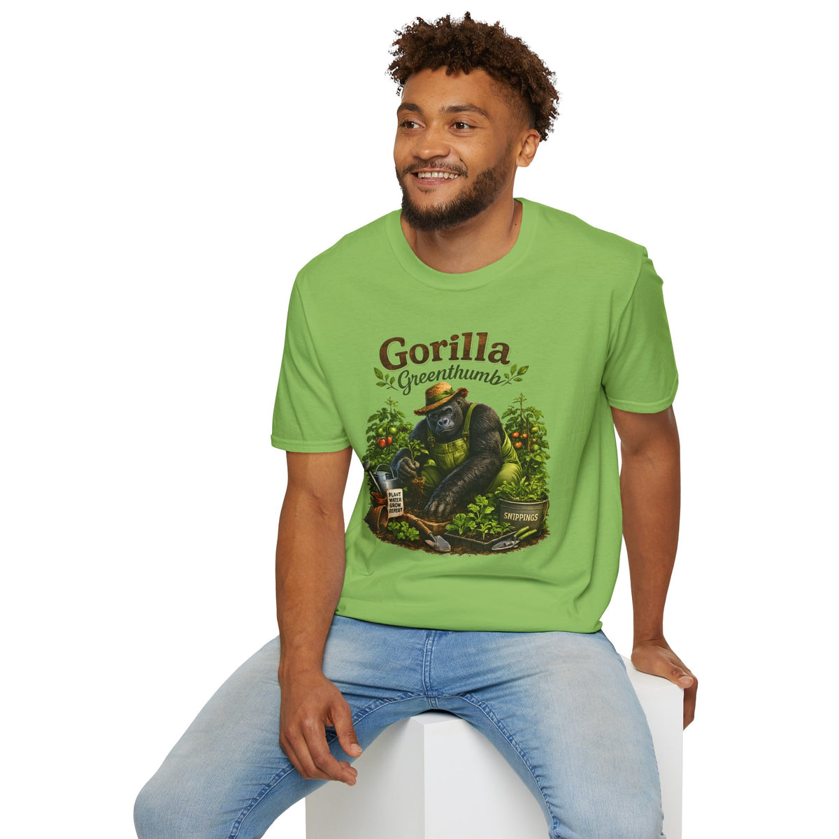Gorilla Gardening Shirt, Funny Plant Lover Tee, Garden Humor T-Shirt, Botanical Graphic Tee, Gift for Gardeners, Unisex Softstyle Shirt