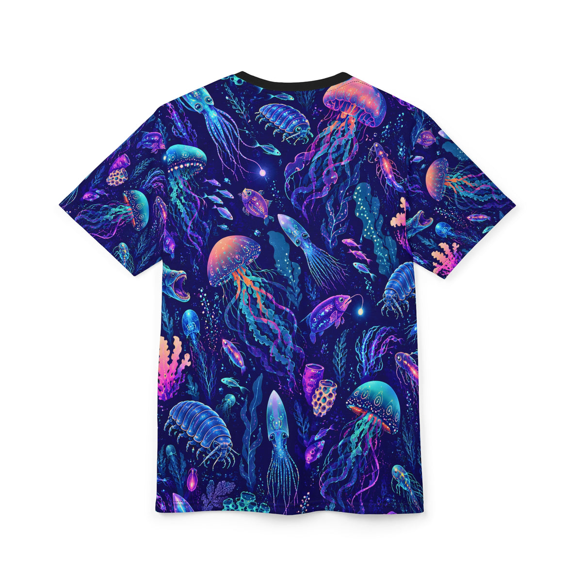 The Deep End Anglerfish Shirt | Bioluminescent Deep Sea Creatures | All Over Print Ocean Horror Tee | Weird Marine Life Gift