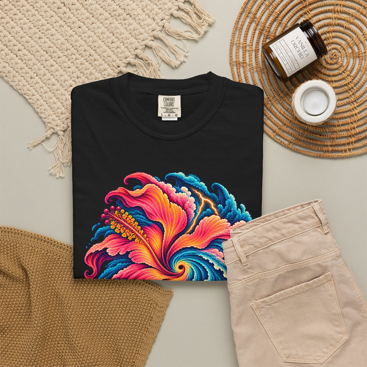 Flower in a Hurricane Shirt | Psychedelic Hibiscus Graphic Tee | Comfort Colors 1717