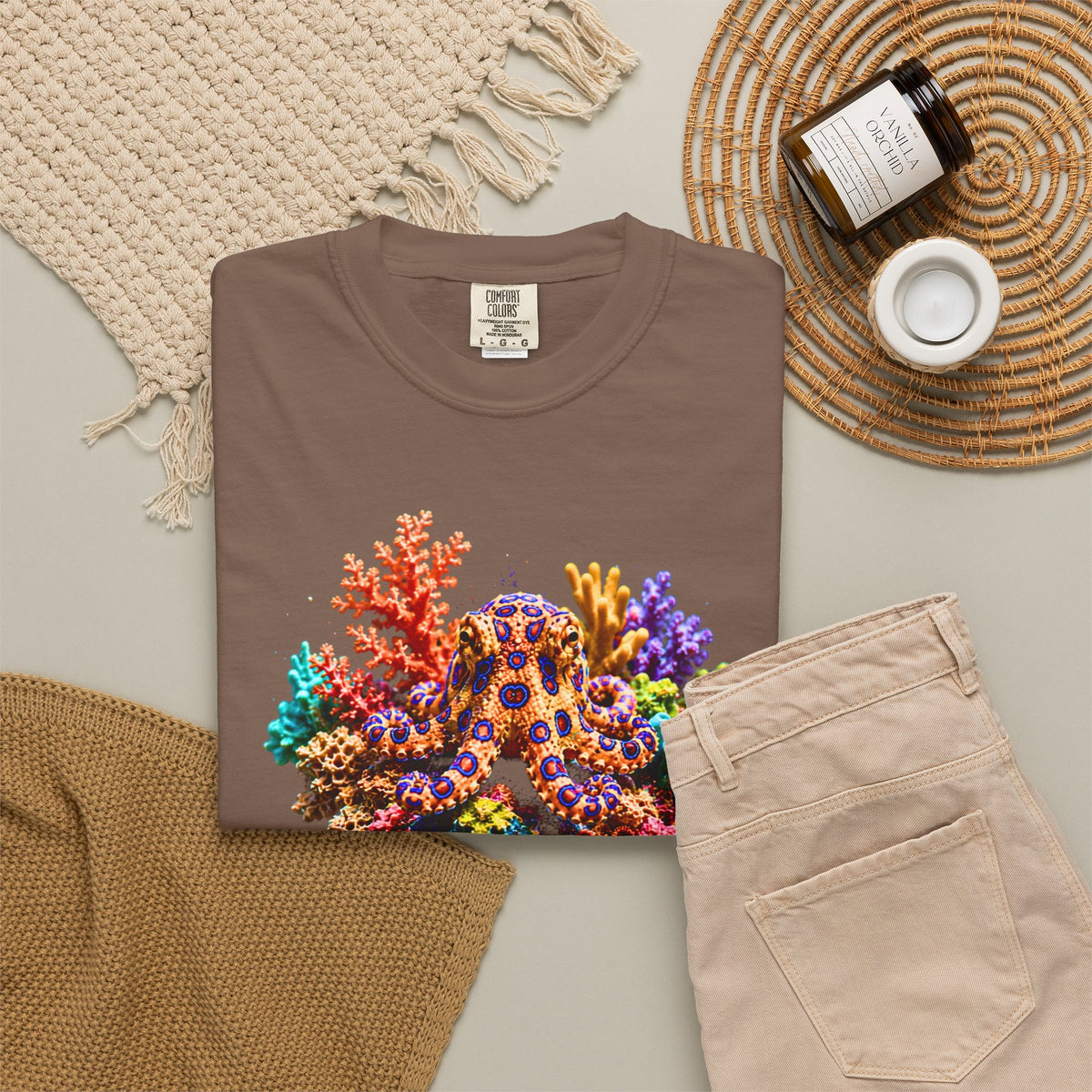 Blue-Ringed Octopus Shirt | Hapalochlaena Marine Biology Tee | Colorful Coral Reef Nature Shirt | Ocean Wildlife Gift | Comfort Colors 1717