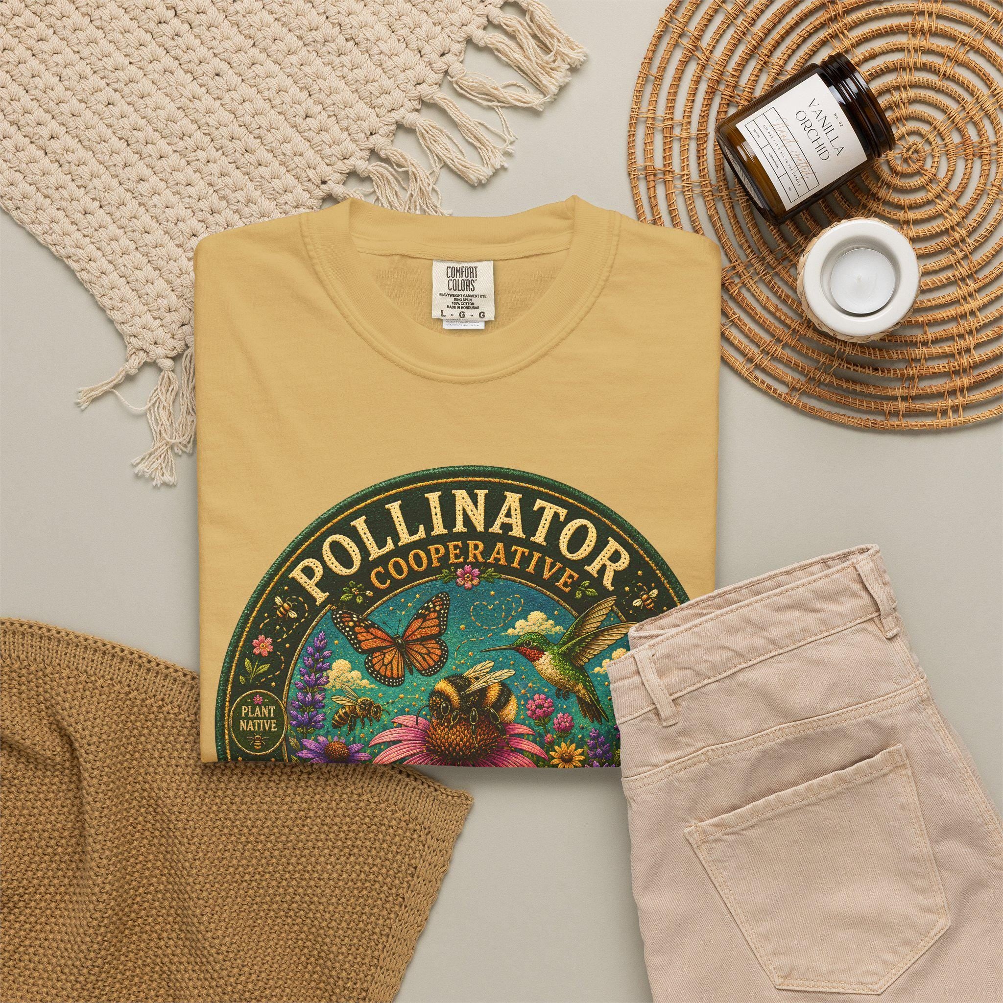 Pollinator Cooperative Shirt, Native Plants, Bee Butterfly Hummingbird Tee
