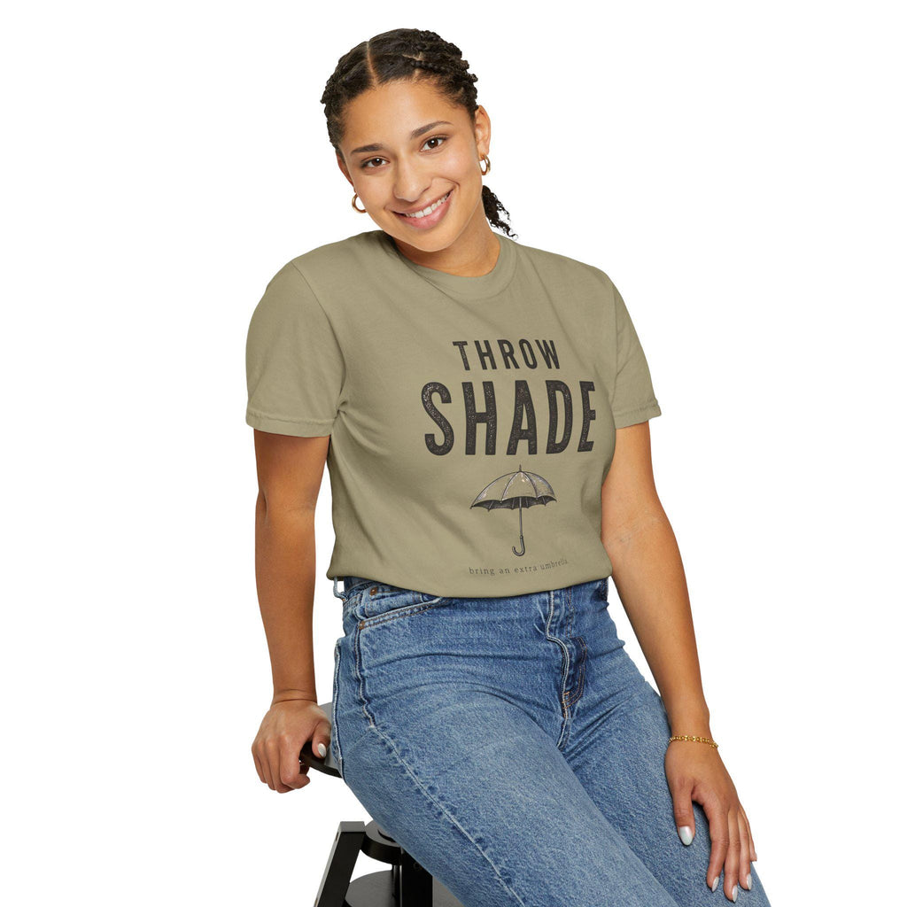Throw Shade Umbrella T-Shirt | Funny Slogan Tee, Minimal Black Graphic