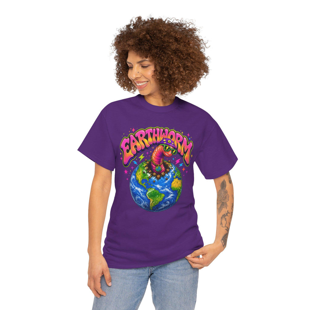 Psychedelic Earthworm T-Shirt, Funky Cartoon Worm, Vaporwave Streetwear Tee