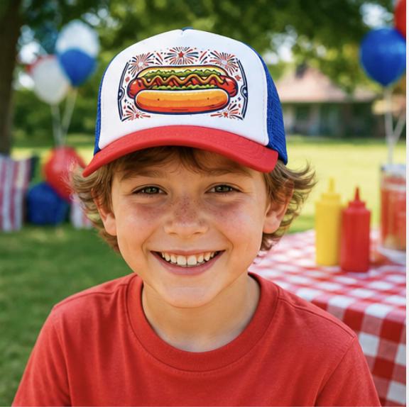 4th of July Relish The Moment Hot Dog Trucker Hat