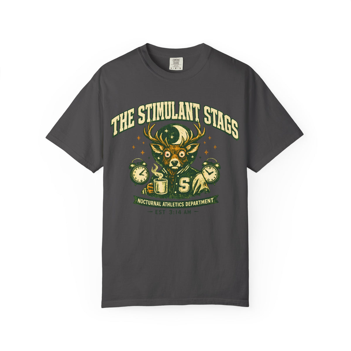 The Stimulant Stags Shirt, Vintage College Graphic Tee, Appalachian Coffee Shirt, Sleep Deprived University Tee, Nocturnal Athletics