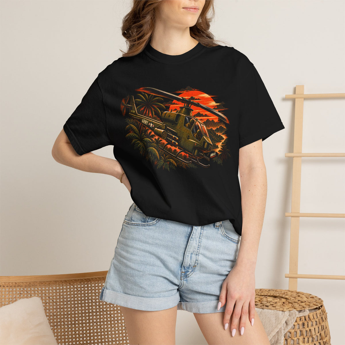 AH-1 Cobra Helicopter Shirt, Vintage Military Aviation Tee, Army Attack Helicopter Graphic, Comfort Colors Pilot Gift