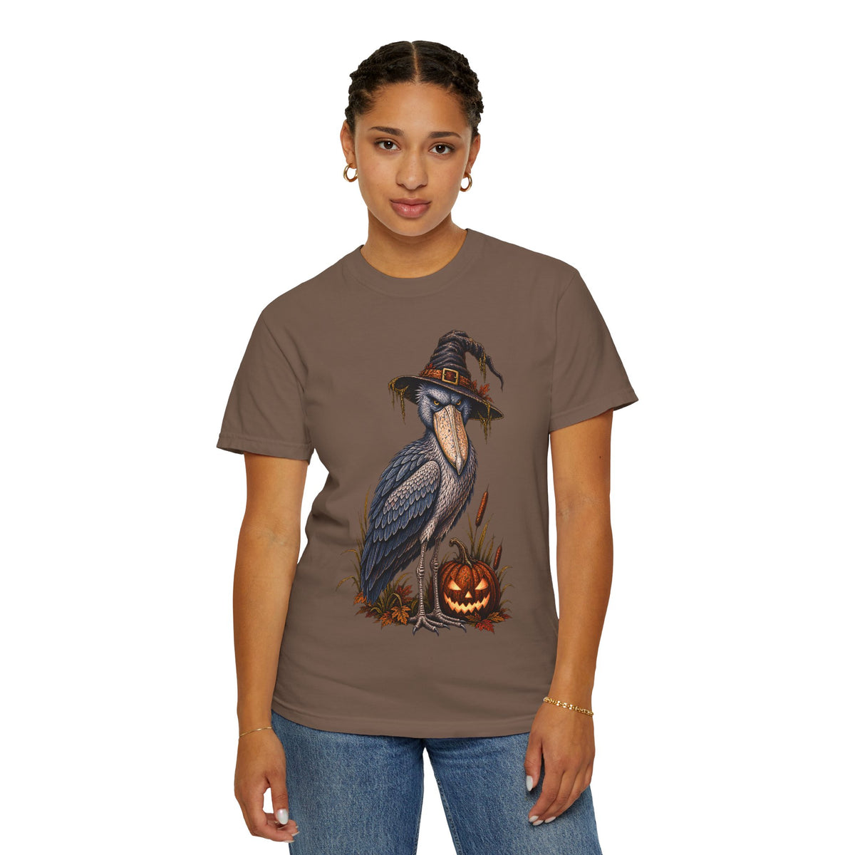 Halloween Shoebill Shirt, Bird Watching T Shirt, Spooky Birdwatcher Gift, Vintage Witch Bird Comfort Colors Tee