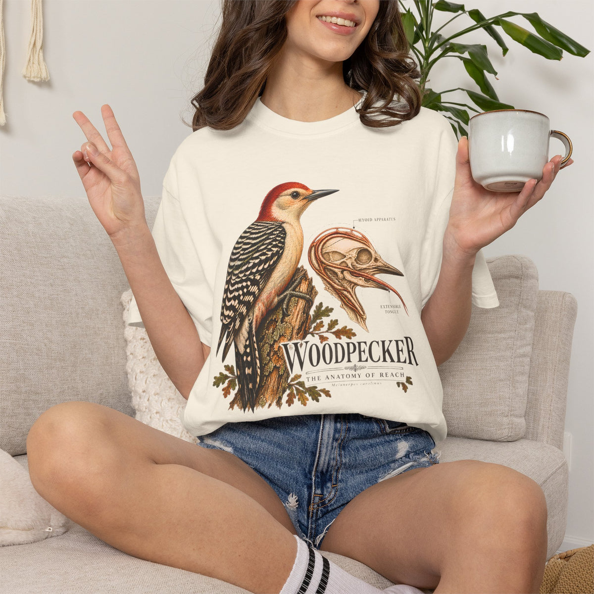 Woodpecker Anatomy Shirt, Vintage Bird Graphic Tee, Red Bellied Woodpecker, Ornithology Gift, Wildlife Science T-Shirt, Comfort Colors