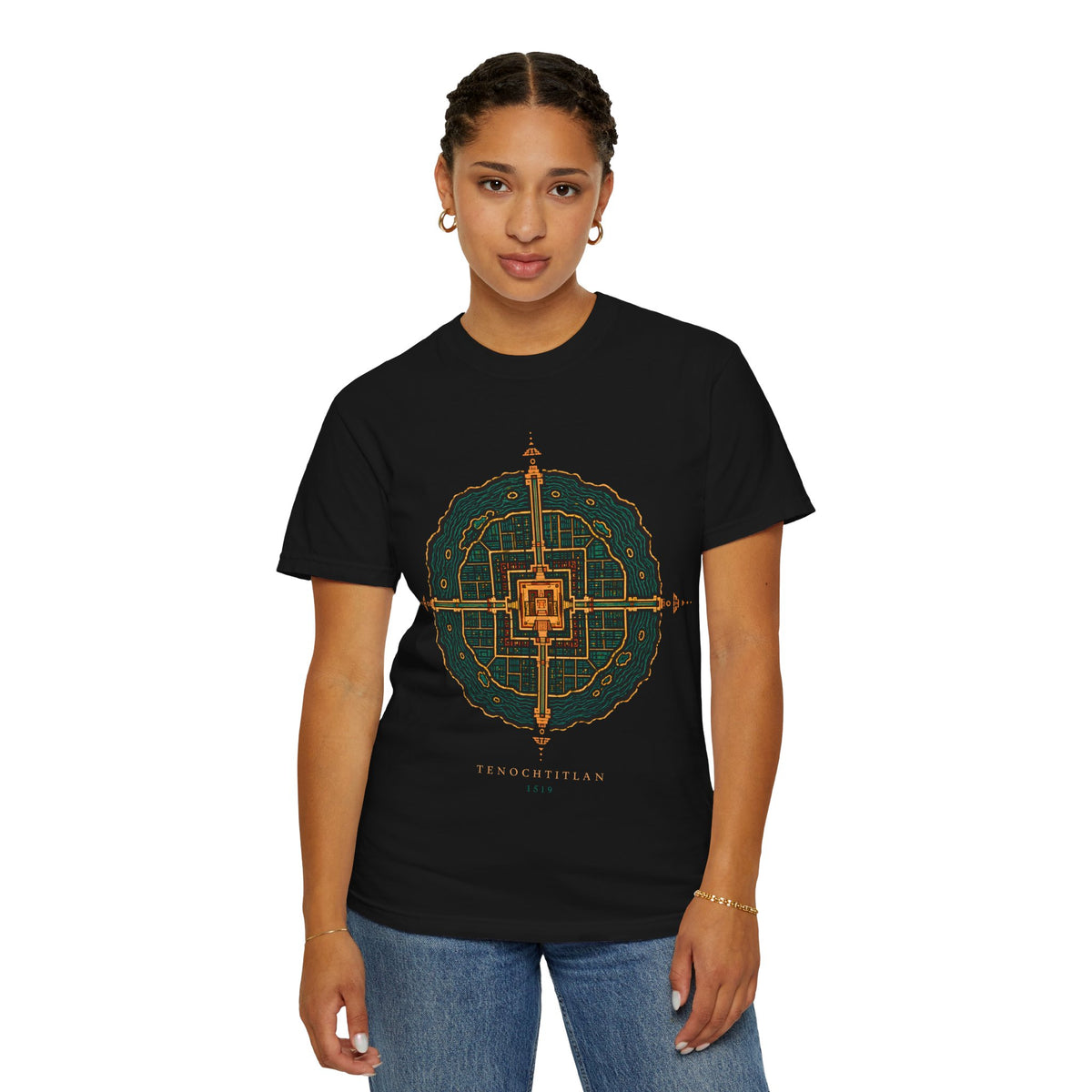 Tenochtitlan 1519 Shirt, Aztec Sacred Geometry Tee, Ancient Mexico Map Shirt, Lake Texcoco Graphic Tee, Anthropology Streetwear