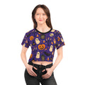 Halloween Ghost Pumpkin Pattern Crop Tee | All-Over Print