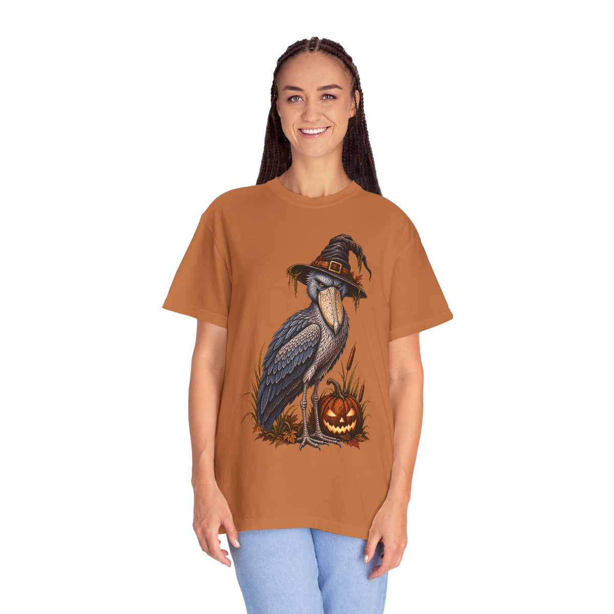 Halloween Shoebill Shirt, Bird Watching T Shirt, Spooky Birdwatcher Gift, Vintage Witch Bird Comfort Colors Tee