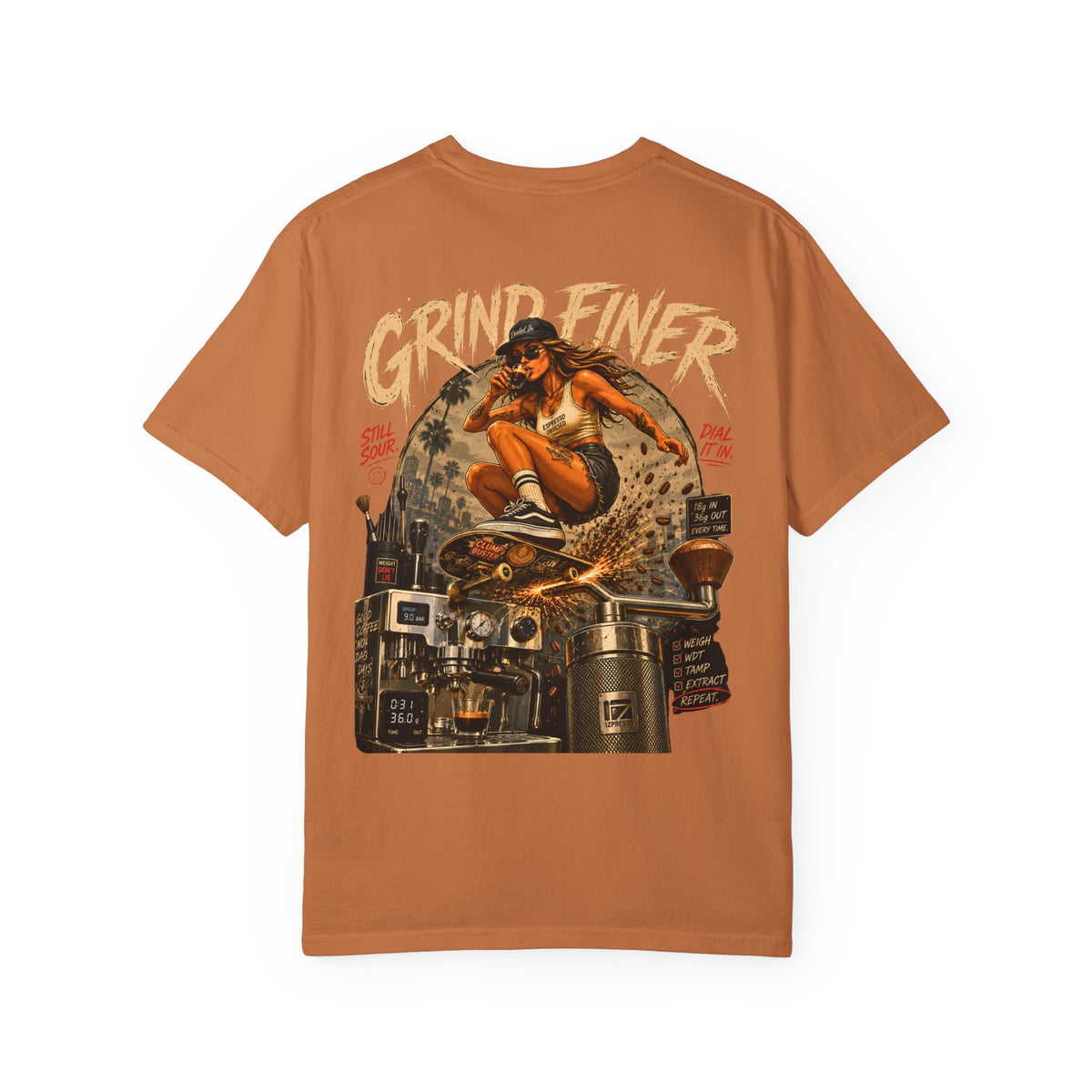 GRIND FINER Shirt, Espresso Nerd Tee, Specialty Coffee Shirt, Barista Gift, Bottomless Portafilter Tee, Espresso Machine Shirt