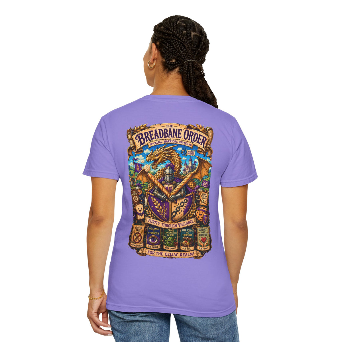 Celiac Shirt, Celiac Warriors United Tee, Gluten Free Fantasy Dragon Shirt, Celiac Awareness Gift, Breadbane Order Medieval Knight Tee