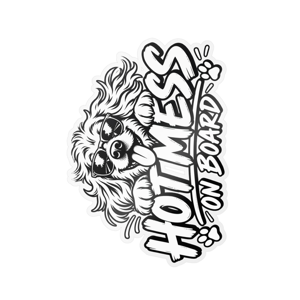Hotmess on Board Sticker | Kiss-Cut Vinyl Decal, Dog with Sunglasses