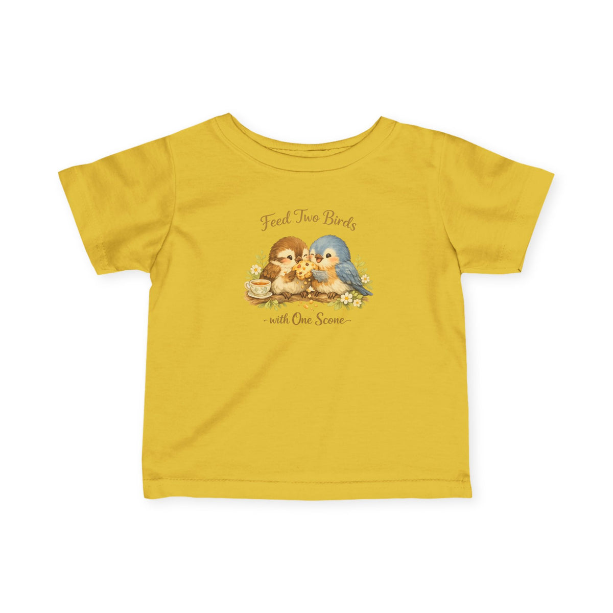 Feed Two Birds With One Scone Baby Shirt, Cottagecore Baby Tee, Cute Bird Infant Shirt, Funny Baby Gift, Newborn Outfit, Cozy Aesthetic Baby