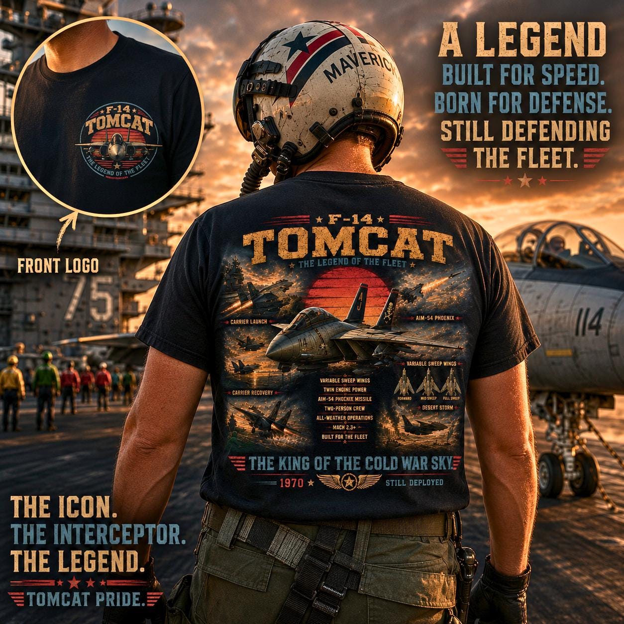F-14 Tomcat Fighter Jet T-Shirt | Vintage Military Aviation Artwork