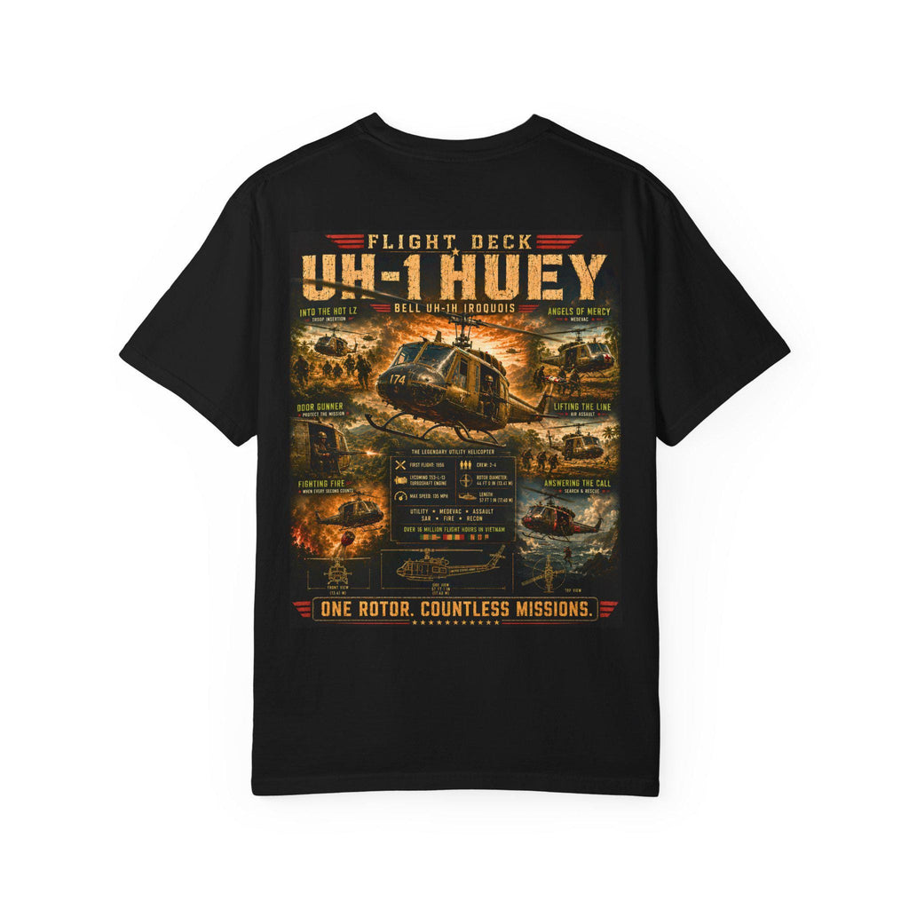 UH-1 Huey Helicopter T-Shirt | Military Aircraft Flight Deck Graphic