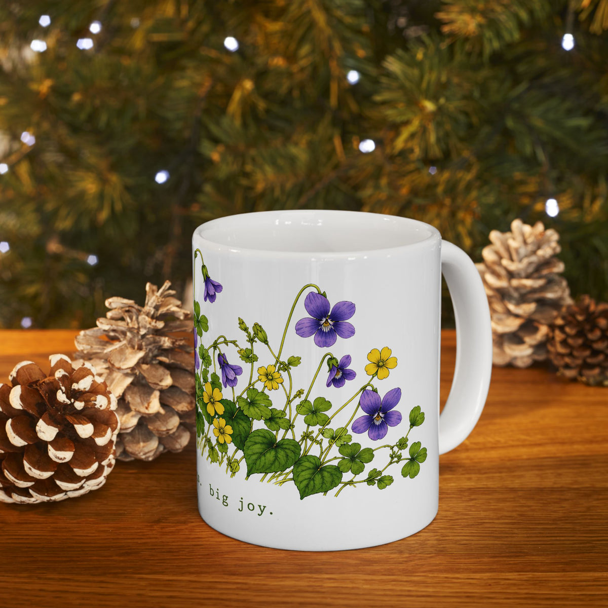 Little Things Big Joy Ceramic Mug | Violet and Wood Sorrel Coffee Mug | Nature Lover Gift | 11oz & 15oz
