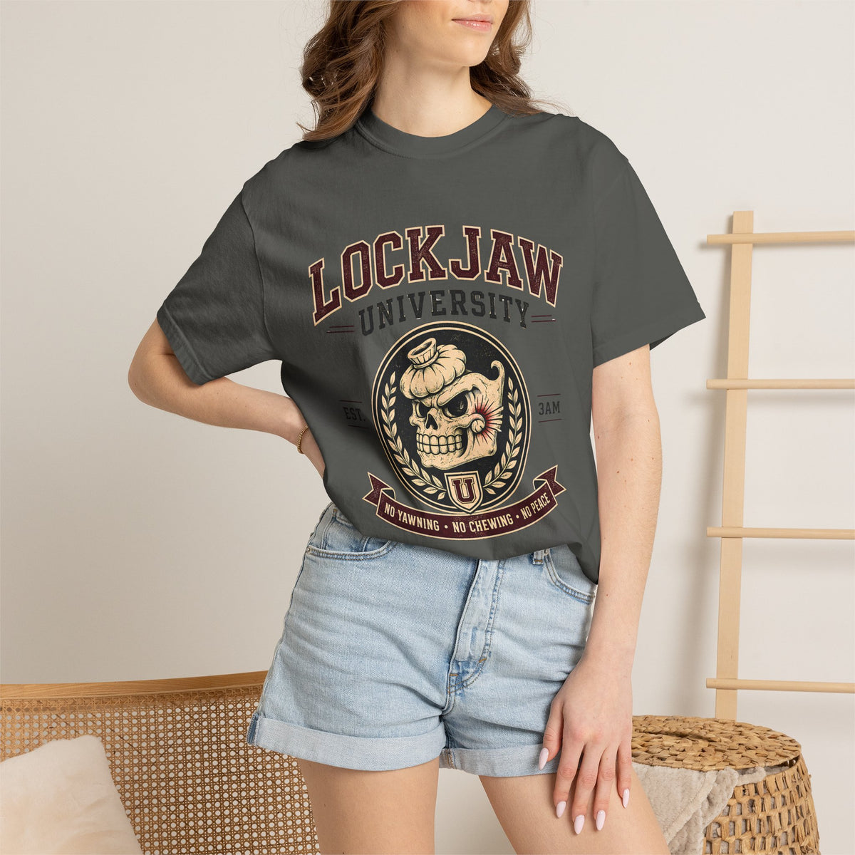 LOCKJAW University Shirt, TMJ Shirt, Temporomandibular Joint Disorder Tee, Funny TMJ Tee, Night Grinder, Jaw Pain Humor