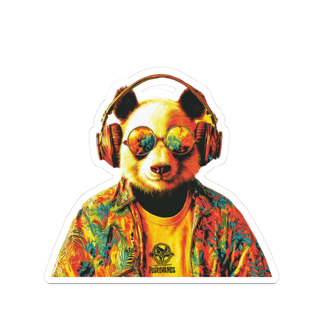 Cool Panda with Headphones Sticker | Kiss-Cut Vinyl Laptop Decal